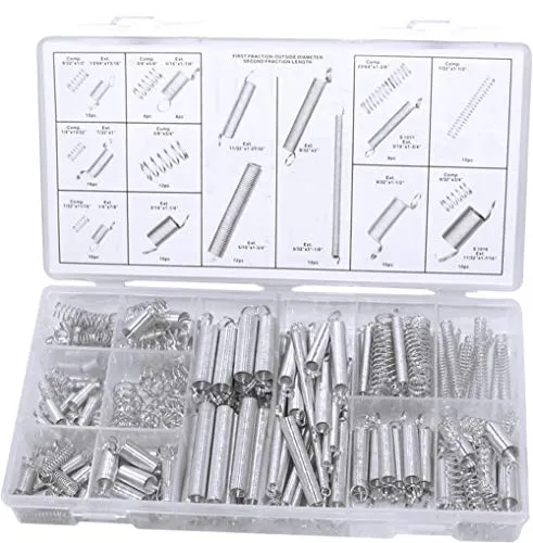 YYWEi Spiralfeder Druckfeder Zugfeder 200Stk Zugfedern Sortiment Stahlfeder Feder Sortiment Set Größen vorsortiert in praktischer Kunststoffbox