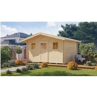 Weka Holz-Gartenhaus Satteldach Unbehandelt 450 cm - Holz-Gartenhaus mit 14,44 m², ideal als Geräteschuppen oder Freizeithaus. Stabile Konstruktion mit 28 mm Wandstärke und großzügiger Durchgangsbreite für einfachen Zugang.
