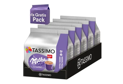 TASSIMO Kaffee Kapseln Milka T Discs heiße Schokolade 5 x 10 + 1x10 Gratis - Genießen Sie die samtig-cremige Milka Kakaospezialität mit TASSIMO! Die Kapseln ermöglichen eine schnelle und einfache Zubereitung Ihres Lieblingsgetränks – ideal für die ganze Familie!