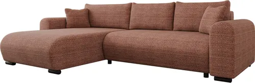 MIRJAN24 Ecksofa Merkos - L-Form mit Bettkasten und Schlaffunktion in Braun - Sofas, freistehendes Ecksofa mit komfortabler Schlaffunktion und praktischem Bettkasten, ideal für Gästeübernachtungen und platzsparend.