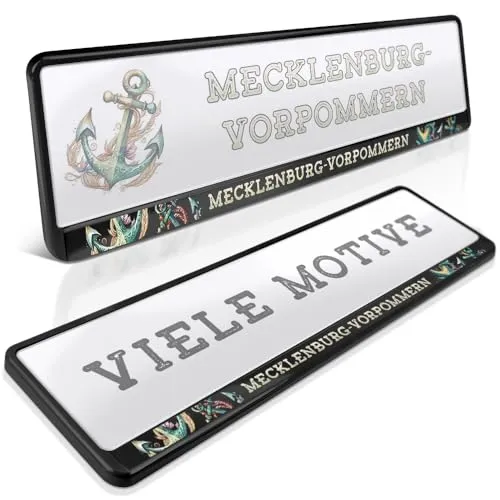 schildEVO 2 Kennzeichenhalter | Mecklenburg-Vorpommern 09 | Anker | Meck-Pomm | Rostock | Schwerin | Rügen | Nummernschildhalter | Kennzeichenrahmen | Auto PKW Kfz | DHL-Versand