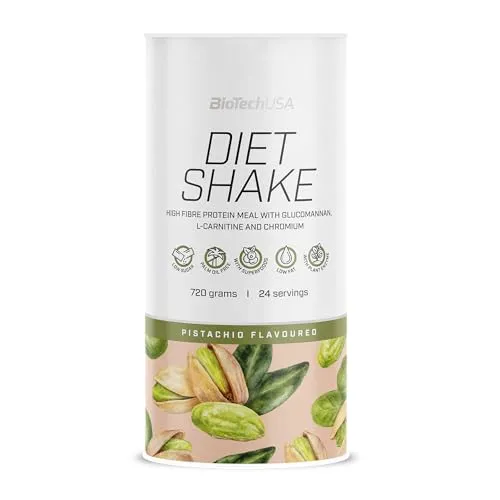 Biotech USA Diet Shake 720g - Pistazien Geschmack - Der Biotech USA Diet Shake in Pistazien Geschmack ist ein schmackhaftes Pulver, das sich ideal zur einfachen Zubereitung eines nahrhaften Getränks eignet. Mit mindestens 15 g Protein pro Portion eine praktische Mahlzeitenalternative.