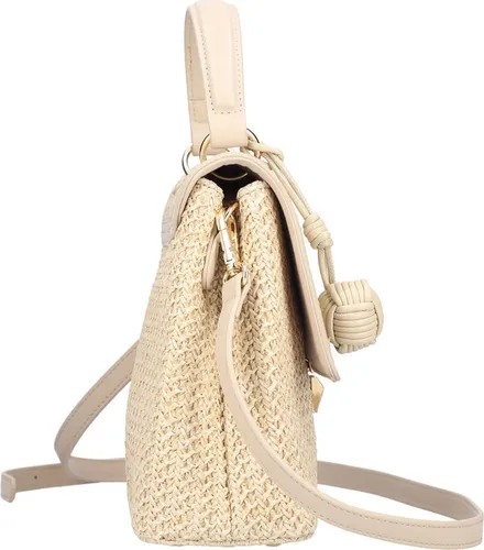 RIEKER Henkeltasche für Damen, beige - Stylische Henkeltasche aus Textil und Lederimitat in hellbeige mit Flechtoptik. Ideal für den Alltag, bietet Platz für all Ihre Essentials und kommt mit einem abnehmbaren Umhängeriemen.