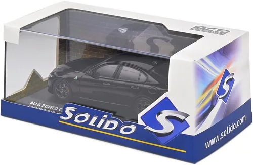 Alfa Romeo Giulia 1:43 Modellauto – Solido Quadrifoglio Schwarz 2019 - Modellauto im Maßstab 1:43, detailgetreu und montiert. Ideal für Sammler und Fans der Marke Alfa Romeo.