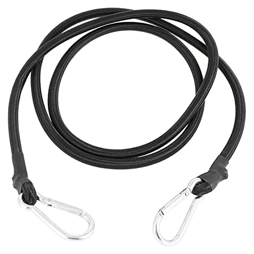 DRERIO 2 m Spanngummi mit Karabiner, 200 cm Expander mit Karabinerhaken, schwarzer Gepäckspanner – Gummispanner für Sonnensegel, Planen, Garten, Fahrrad, Auto, Ladun