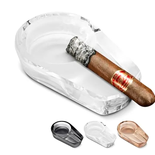 CIGARLOONG Glas Zigarrenaschenbecher,aschenbecher glas für draussen Haushalt Desktop Patios Innen Outdoor Büro Dekoration Zigarren Aschenbecher (Whtie)