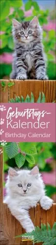 Geburtstags-Langplaner Cats: Immerwährender Geburtstagskalender. Wandkalender im Format 11 x 48 cm.
