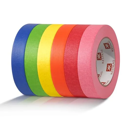 KESTKAS Malerband hohe Leistung 6 Rollen 25m x 25mm - Abklebeband maler - Malerkrepp - maler klebeband rückstandslos Wieder ablösbares Kreppband - Painters Tape - Masking tape