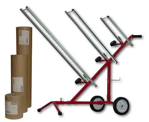 Mobiler Papierständer inkl. 3 Rollen Abdeckpapier Papierabroller Lackierständer