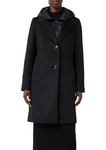 COMMA CASUAL IDENTITY Damen Kurzmantel Schwarz - Funktionsjacke mit herausnehmbarem Steppeinsatz, sorgt für Wärme und Stil, ideal für Büro und Freizeit, regular fit, pflegeleichtes Material.
