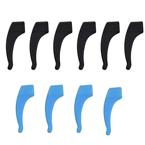 Antirutsch Brillenbügel 5 Paare Silikon-Anti-Rutsch-Halter Weiche Komfortable Gläser Ohrbügel Ohr Grip Gläser Zubehör für Brillen Leg Grip Brillen Sonnenbrillenhalter (Schwarz und Blau)