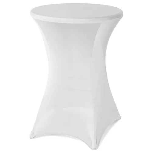 Nexos Husse für Stehtisch Stretch 80 x 80 x 110 cm weiß Tischschutz Stoffbezug Tischhusse Garten Empfang Messe Feier Party dehnbar