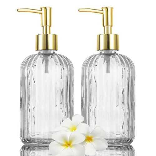 HIYAA Glasseife, vielseitiger 400 ml tropffreier Pumpflasche, nachfüllbarer Flüssig-Handglasspender für Badezimmer, Arbeitsplatte, Küche, Waschküche (transparent, 2 Stück)