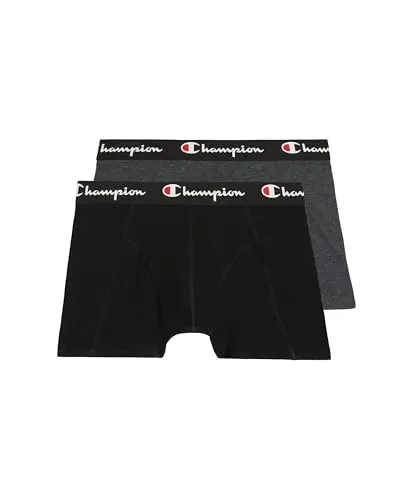 Champion Herren Core x2 Retroshorts, Schwarz & Dunkelgrau Meliert, XS (2er Pack)