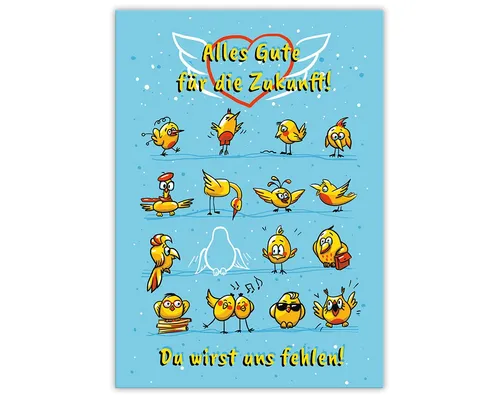 JUNAPACK Abschiedskarte mit Umschlag XXL A4 lustige Klappkarte Jobwechsel Kündigung Kollegen, Witzige A4-Klappkarte mit UV-Lack, viel Platz und passendem Umschlag