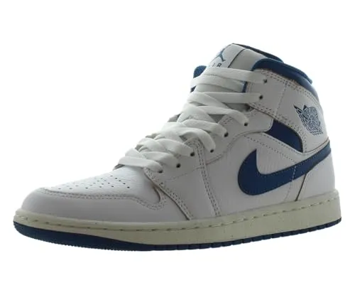 Nike Herren Air Jordan 1 Mid SE, White Industrail Blue Sail, 44.5 EU