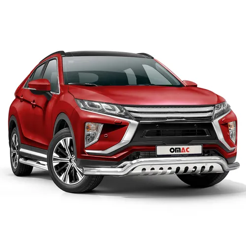 Frontbügelschutz für Mitsubishi Eclipse Cross 2017-2022 - ABE Silber - Robuster Frontschutzbügel aus Edelstahl für optimalen Schutz und ansprechendes Design. Ideal für eine individuelle Fahrzeugaufwertung. Einfache Montage, keine OEM-Referenz nötig.