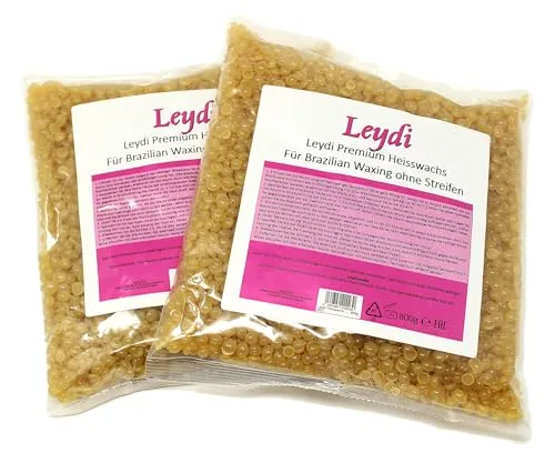 2x Leydi Heißwachs Perlen Honig 800g - Italienisches Qualitätsprodukt für die Haarentfernung. Die Heißwachsperlen bieten eine gründliche Haarentfernung mit langanhaltendem Ergebnis und sorgen für glatte Haut ohne Hautirritationen.