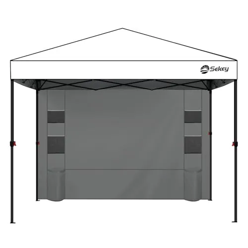 Sekey 2PCS Seitenwände für Pavillon 3x3 - Grau mit Fenster und Tür - Praktische Seitenwände für 3x3m Pavillons, bestehend aus 210D Oxford-Gewebe. Bieten Schutz vor Regen und Sonne. Ideal für Outdoor-Veranstaltungen, mit einfachem Zugang durch Reißverschluss und ansprechendem Design.