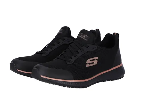 Skechers Damen Squad Sr Sneaker - Bequemer Hineinschlüpfen in Schwarz mit Roségold - Damen-Sneaker mit rutschfester Gummisohle und Memory Foam Einlegesohle für ultimativen Komfort, ideal für den Alltag.