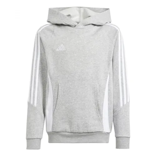 adidas Performance Tiro 24 Hoody Kids grauweiss, 164 - Kinder-Sweater mit Kordelzug, ideal für sportliche Aktivitäten und Freizeit, bietet optimalen Tragekomfort und stylisches Design.