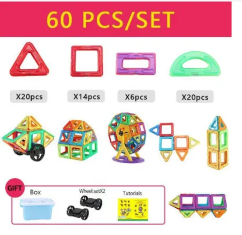 Tinisu Magnet Baukasten für Kinder – Kreatives Steckspielzeug (60-teilig) - Der Tinisu Magnet Baukasten ermöglicht Kindern kreatives Bauen und Gestalten. Mit magnetischen Bausteinen fördern sie spielerisch ihre Kreativität und Feinmotorik. Ideal für gemeinsames Spielen und individuelle Projekte.