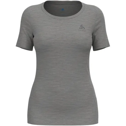 ODLO Damen Unterhemd BL TOP crew neck s/s MERINO 20 - Funktionsunterwäsche aus mulesingfreier Merinowolle, bietet Wärme, Thermoregulation und ist geruchshemmend – ideal für aktive Frauen.
