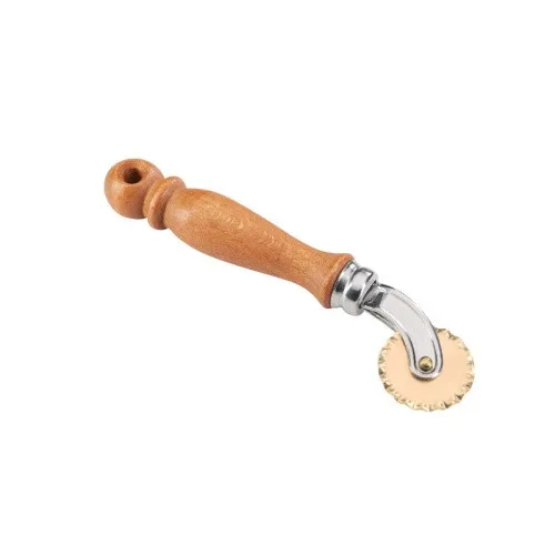 Ergonomisches Teigrad - gezahnt Du. 35 mm - Messing / Holzgriff