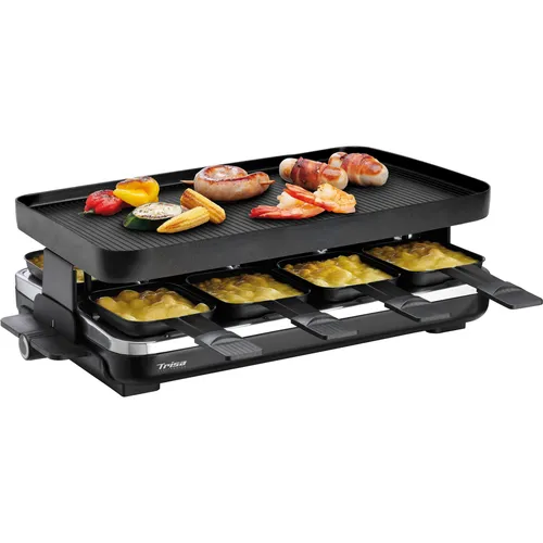 Trisa Supreme 8 Raclette mit 8 Pfännchen - Raclette-Grill mit Antihaftbeschichtung für einfaches Kochen und müheloses Reinigen, ideal für gesellige Abende und Familienfeiern.