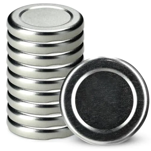 KADAX Schraubdeckel fi43 mm, Twist-Off-Deckel Set aus Metall, passend für 40ml Gläser, Ersatzdeckel mit 4 Einrastzähnen, Deckel für Sturzgläser, Flaschen und Einmachgläser (10 Stück, Silber)