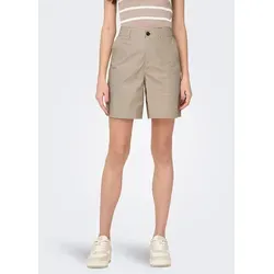 ONLY Shorts in Taupe - S - Hochwertige Shorts aus reiner Baumwolle, High Waist mit elastischem Bund und Gürtelschlaufen, ideal für einen lässigen Sommerlook.