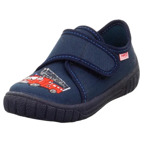 Superfit Jungen Bill Hausschuhe, Blau Rot 8000, 30 EU - Hausschuhe aus strapazierfähiger Baumwolle mit Klettverschluss für kinderleichten Einstieg und flexibler Sohle für natürliches Abrollen.