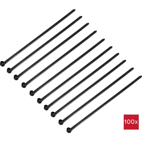 TRU COMPONENTS TC-12814140 Kabelbinder 140mm 3.6mm Schwarz mit Metallzunge, UV-Witterungsstabil 100St.