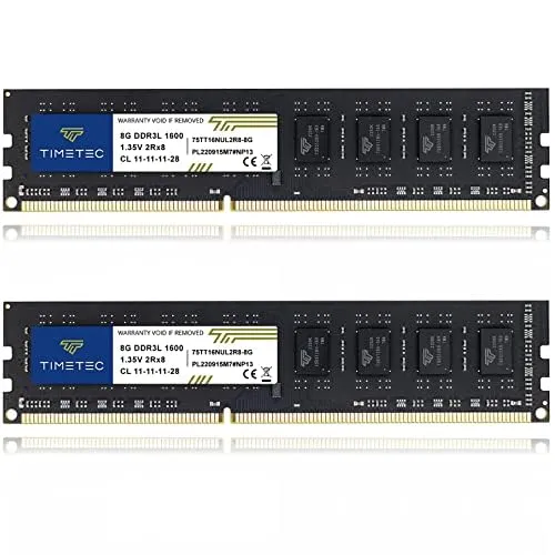 Timetec 16 GB KIT (2x8 GB) DDR3L/DDR3 1600 MHz PC3L-12800/PC3-12800 Nicht-ECC ungepuffert 1,35 V/1,5 V CL11 2Rx8 Dual Rank 240 Pin UDIMM Desktop PC Computerspeicher RAM Modul Upgrade