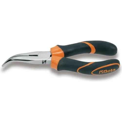 Beta 1168BM 160 Zange - Spitzzange mit halbrunden Backen, extralang und gebogen, ideal für Elektroinstallationen. Hergestellt in Italien aus widerstandsfähigen Materialien für hohe Belastbarkeit.