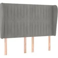 vidaXL Kopfteil mit Ohren Hellgrau 147x23x118/128 cm - Bettenzubehör mit elegantem Samtbezug, höhenverstellbar für optimalen Komfort und robuste Holzbeine für Stabilität. Verleiht deinem Schlafzimmer einen luxuriösen Look.
