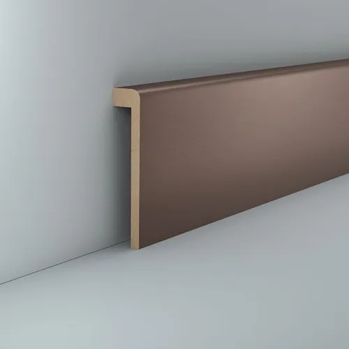 Sockelleiste Abdeckleiste Fliesensockel 19 x 96 Bronze Modern MDF - Moderne Sockelleiste aus hochwertigem MDF in Bronze, ideal zur dekorativen Abdeckung von Übergängen. Mit einer Länge von 2,5 Metern und einer Folierung für extra Haltbarkeit.