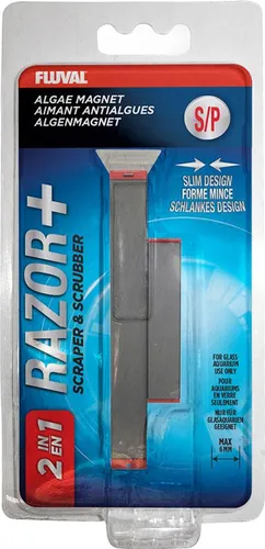 Fluval Razor Algenmagnetreiniger Medium - Effektiver Algenmagnetreiniger für Aquarien, mit Klinge für gründliche Reinigung, ergonomisches Design in Schwarz/Rot.
