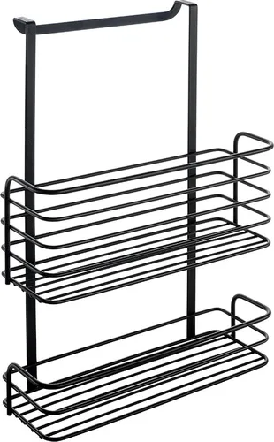 METALTEX Galileo Einhängekorb mit 2 Etagen Lava, TouchTherm - Praktischer Hängekorb für die Küche, mit 2 Etagen und exklusiver TouchTherm®-Beschichtung in matt schwarz. Rostbeständig und ohne Bohren an Schranktüren befestigbar.