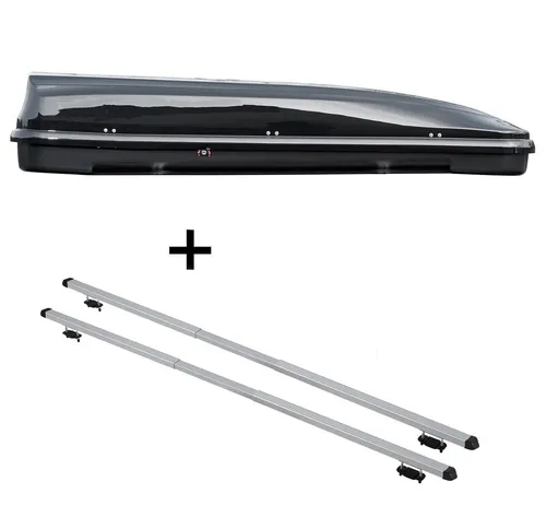 Fahrradhalter, Dachbox VDPFL460 460Ltr schwarz glänzend + Dachträger RAPID kompatibel mit Chevrolet Nubira III Kombi (5Türer) 04-07