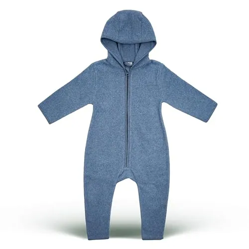 Hinzling Fleece Overall aus Bio-Baumwolle (Blau) (74/80) – Baby kuschelig weich, für jedes Wetter geeignet – Made in Europe – Fleece Overall Kinder nachhaltig und mitwachsend