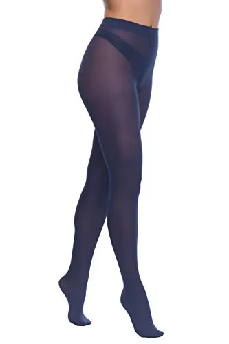 Yenita 3er Pack Damen Strumpfhosen 70 Den, Matte, Blickdichte Mikrofaser Strumpfhose (L, Marine 3er Pack)