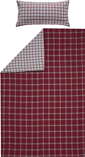 Erwin Müller Flanell Wende-Bettwäsche Karo Rot 40x80 cm / 135x220 cm - Bettwäsche-Sets aus 100% Baumwolle, flauschig weich und temperaturausgleichend für kuschelige Nächte. Modernes Karo-Design mit praktischem Reißverschluss.