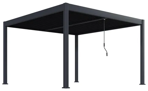 Green Spirit Oasis Pergola 4x4 Anthrazit - Elegante Pergola aus Aluminium mit Lamellendach, ideal für Terrassen und Gärten, bietet flexiblen Schutz vor Sonne und Regen.