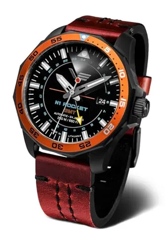 Vostok Europe Herrenuhr Automatik GMT Rocket N1 Braun/Schwarz - Limited Edition: Auf 3000 Stück limitiert, mit 20 ATM wassergeschützt und Japanischem Automatikwerk für präzise Zeitmessung. Ideal für stilbewusste Herren!