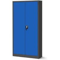 Jan Nowak Aktenschrank C001H - Abschließbarer Büroschrank aus Stahl - Robuster Aktenschrank aus pulverbeschichtetem Stahl mit 2 Flügeltüren und Sicherheits-Zylinderschloss. Ideal für die sichere Aufbewahrung von Aktenordnern. Maße: 195 cm x 90 cm x 40 cm (anthrazit/blau).