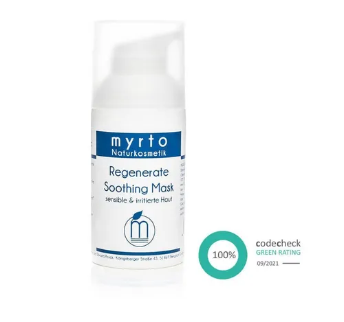 myrto Naturkosmetik Anti-Aging-Creme Regenerate Soothing Mask - beruhigende Gesichtsmaske, Bestbewertung bei Codecheck: 100% EMPFEHLENSWERT (grüner Ring)