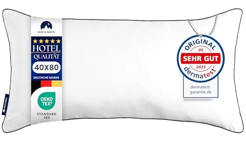 Gentle North Hochwertige Kopfkissen 40x80 cm groß in Hotelqualität - Flauschiges, gut gefülltes Schlafkissen für Allergiker geeignet (Ökotex 100 Zertifiziert) - 60° Waschbar