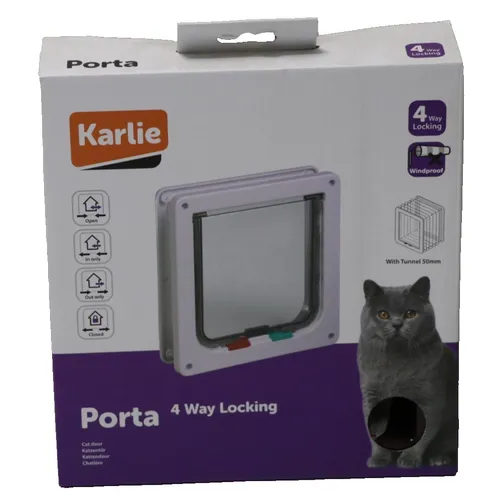 Karlie Katzentür 4-Wege-Verschluss inkl. Tunnel B: 23 cm H: 25 cm,Farbe: Braun
