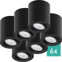 Oktaplex 6 Stück Aufbaustrahler Lile M Schwarz - Deckenspots mit schwenkbaren LED Modulen, ideal für gezielte Beleuchtung und moderne Raumgestaltung. Inklusive 6 austauschbarer 4,8W LED Module für energieeffiziente Lichtverhältnisse.